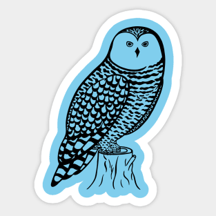 Snowy Owl - hand drawn nocturnal bird design Sticker